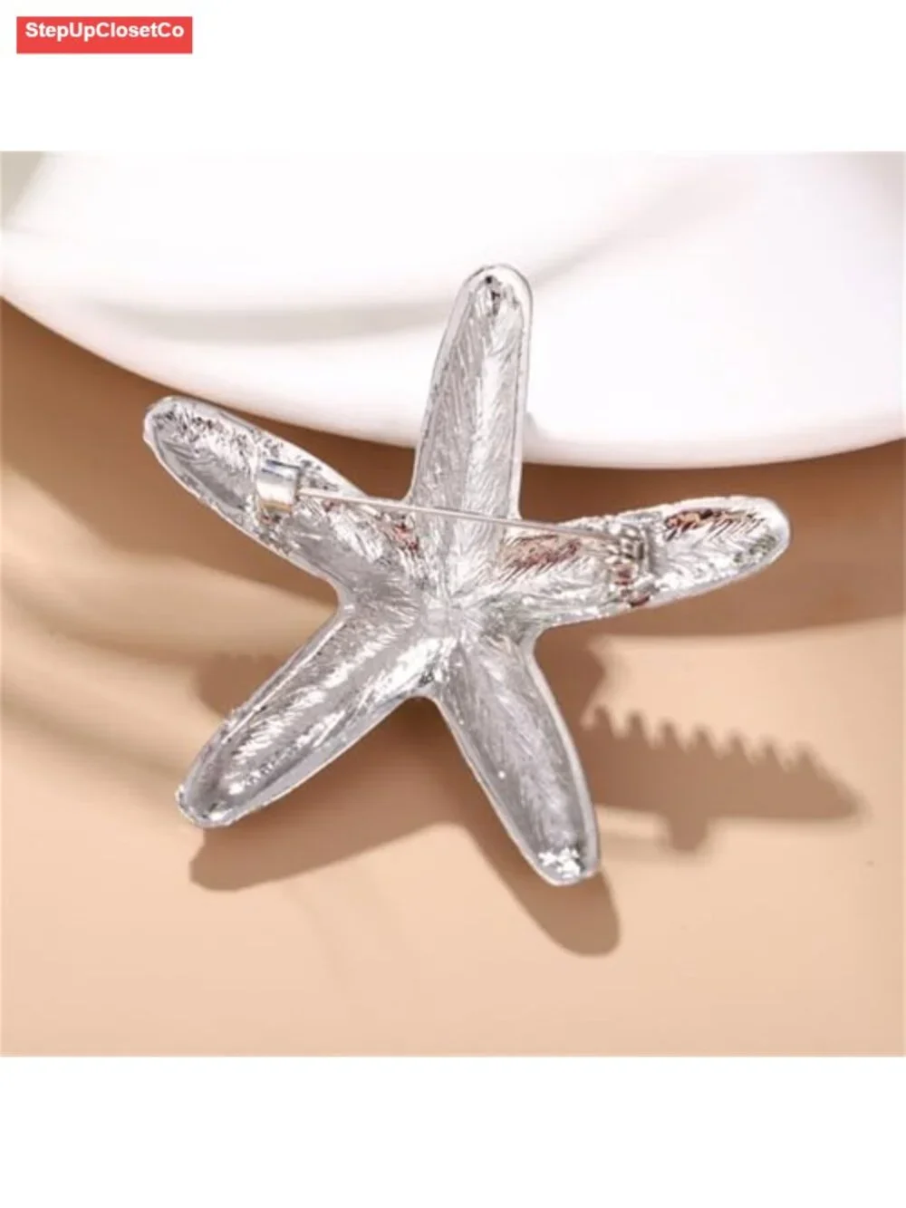 Starfish Brooch Pin Women Chunky Plated Gold Sea Star Lapel Pin Ocean Beach